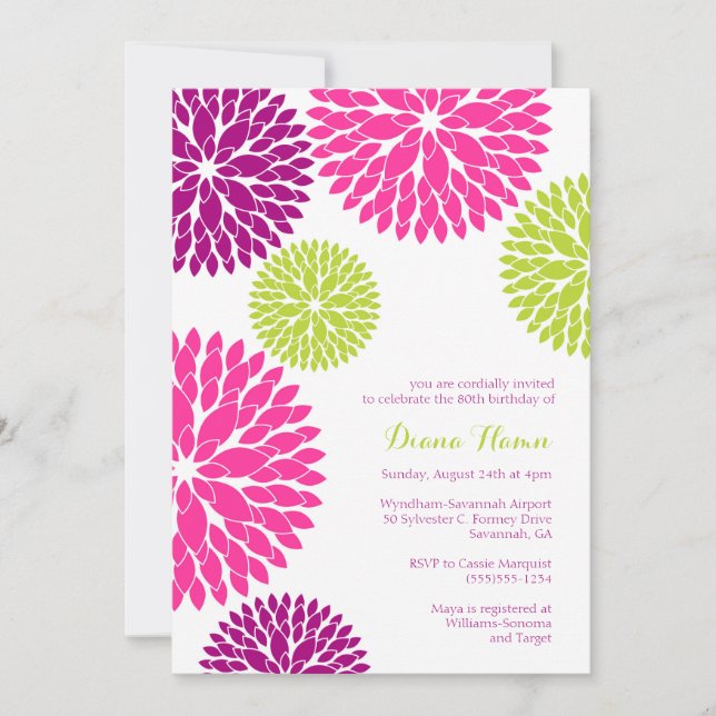 Invitation MOD BLOOMS - Mariage, Anniversaire ou Toute Occasi (Devant)