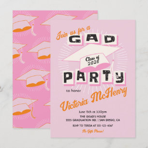 Invitation Mod Bright Bold Casquette de la fête de graduation