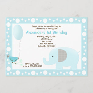 Invitation Mod Elephant Jungle Dot 5x7 Anniversaire Invitatio