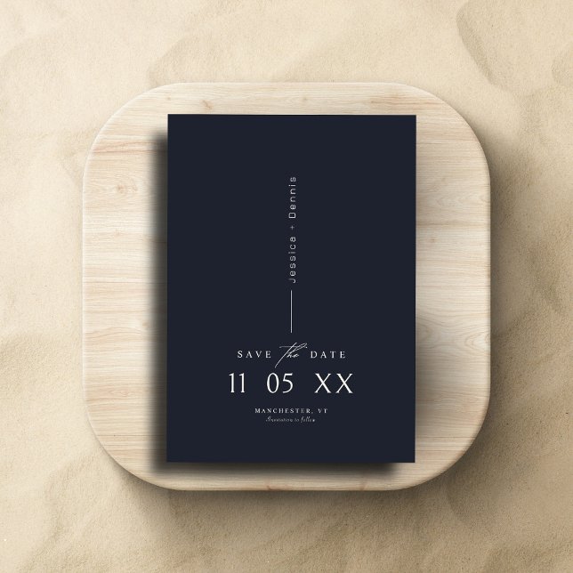 Invitation Mod Minimal Élégant Script Dark Navy Enregistrer l (Créateur téléchargé)
