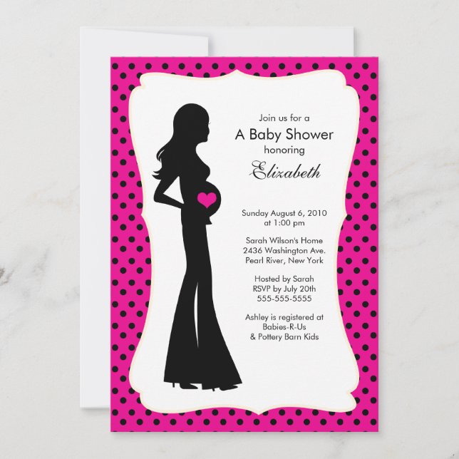 Invitation Mod Mom Baby Girl Baby shower Hot Pink (Devant)