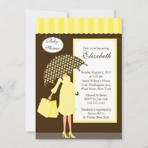 Invitation Mod Mom Baby Shoppe Baby shower jaune