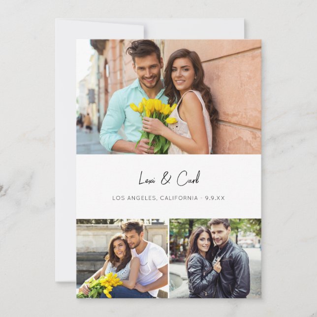 Invitation MOD Para Photo Trio H Enregistrer la date (Devant)