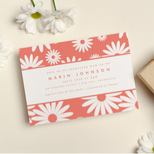 Invitation Mod Super Happy Daisy Hippie Baby shower rose