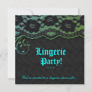 Invitation Mode Party Pine dentelle bleu vert noir