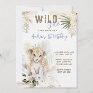 Invitation Modèle 1er anniversaire Prince Lion