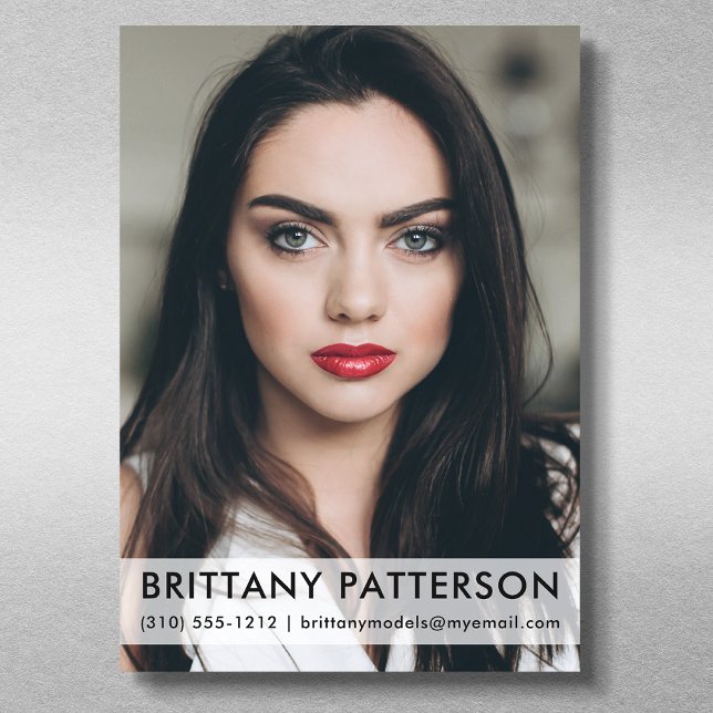 Invitation Modèle Actor 5x7 Comp Card 1 Photo Wht (Available in high quality print or digital download for quick messaging, email or self printing.)