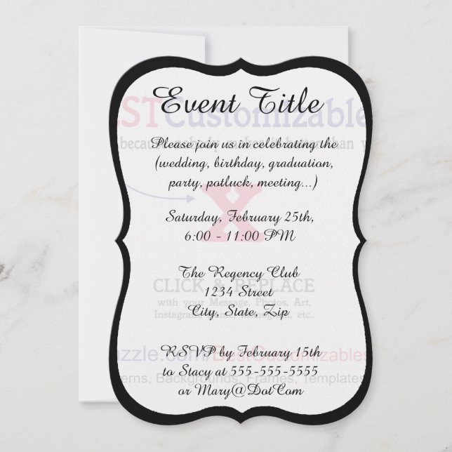 Invitation Modèle cadeau vierge personnalisable (Devant)