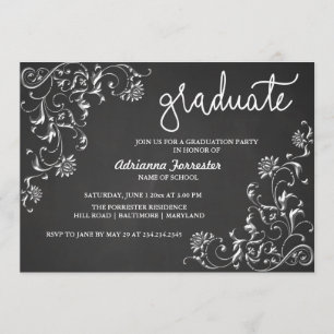 Invitation Modèle Damask de typographie de tableau noir