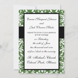 Invitation modèle damé d'oiseau vert et blanc