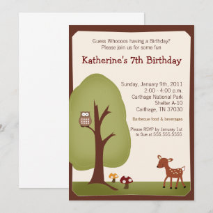 Invitation Modèle d'anniversaire des cerfs et des chouettes d