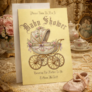 Invitation Modèle de Baby Shower Carrosse Ère Victorienne Rét