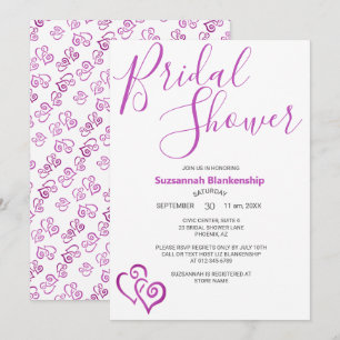 Invitation Modèle de Baby Shower Coeurs Roses Reliés