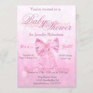 Invitation Modèle de Baby shower de Bow rose