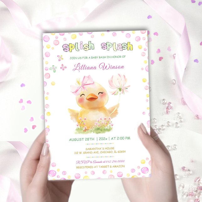 Invitation Modèle de Baby shower en caoutchouc rose (Créateur téléchargé)
