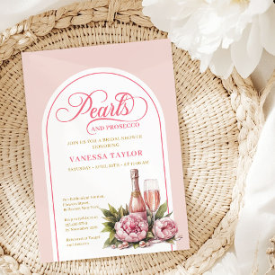 Invitation Modèle de Baby Shower Perles et Prosecco