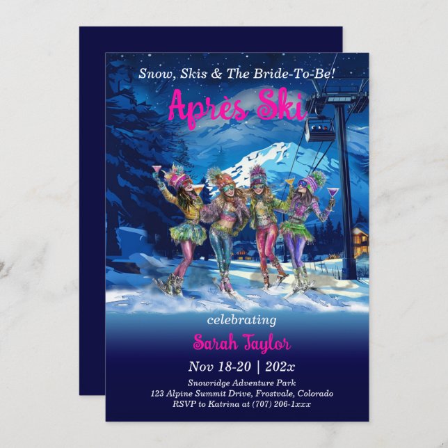 Invitation Modèle de bachelorette après ski modifiable (Devant / Derrière)