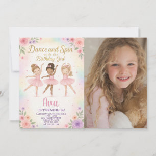 Invitation Modèle de ballet Princesse sur mesure avec photo