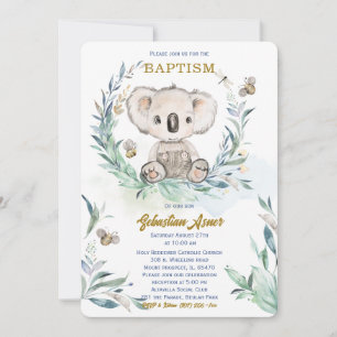 Invitation Modèle de baptême de koala personnalisé