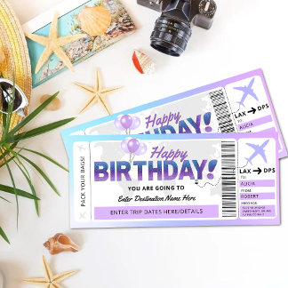 Invitation Modèle de billet cadeau de vol surprise anniversai