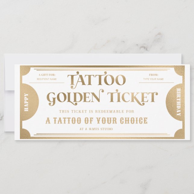Invitation Modèle de bon cadeau de tatouage personnalisé (Devant)