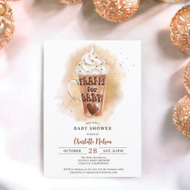 Invitation Modèle de café d'automne baby shower aquarelle (Fall coffee illustration watercolor baby shower invitation)