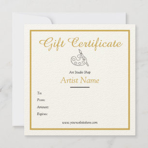 Invitation Modèle de certificat cadeau d'art en or