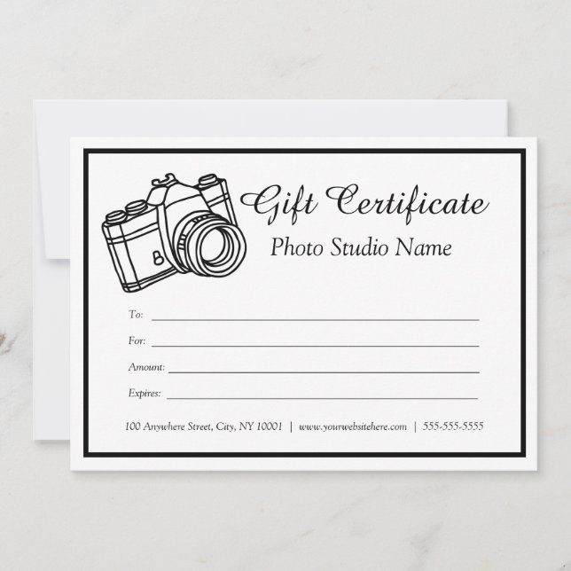 Invitation Modèle de certificat cadeau photo personnalisé (Devant)