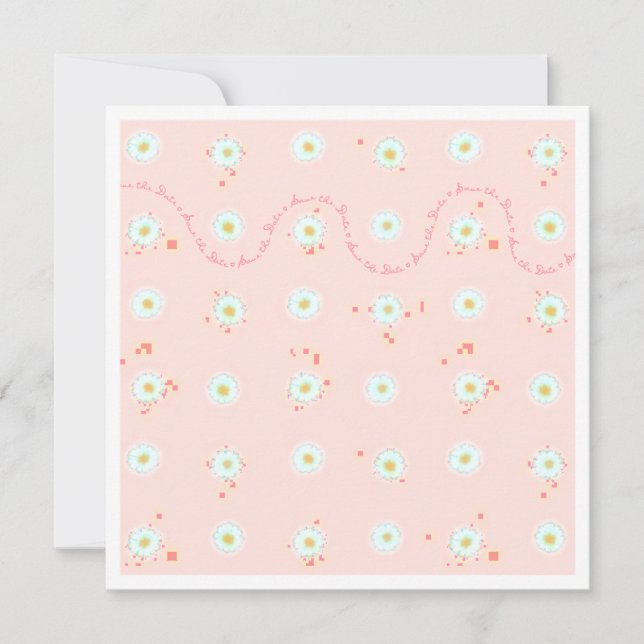 Invitation Modèle de date à sauvegarder avec des marguerites  (Devant)