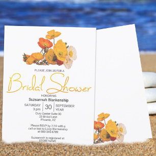 Invitation Modèle de  de pavots blancs orange jaune coloré