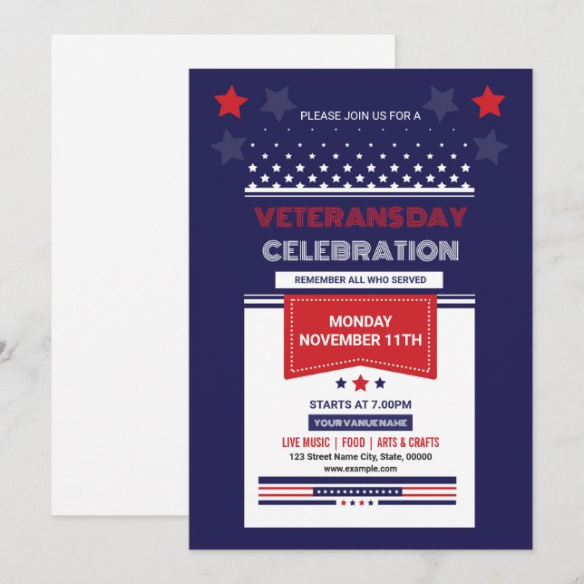 Invitation Modèle de dépliant pour la Journée des vétérans (Devant / Derrière)