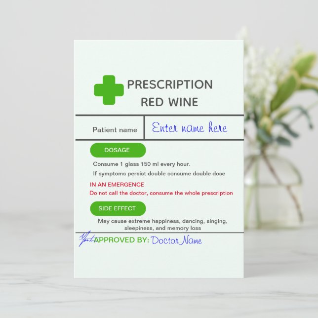 Invitation Modèle de Étiquette de vin amusant (Debout devant)