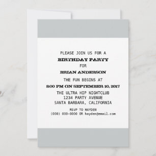 Invitation Modèle de fête d'anniversaire adulte