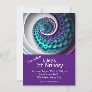 Invitation Modèle de fête d'anniversaire violet Turquoise