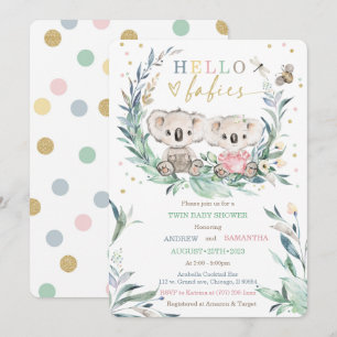 Invitation Modèle de fête prénatale Teddy Koala pour garçon e