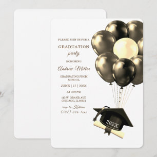 Invitation Modèle de la graduation Gold et Black