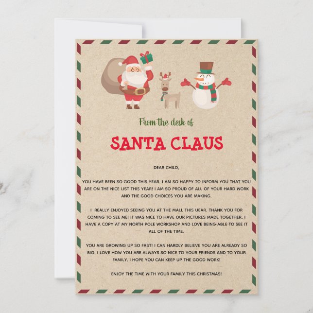 Invitation Modèle de lettre de Père Noël (Devant)