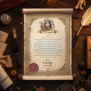 Invitation Modèle de lettre de Père Noël sur parchemin vintag