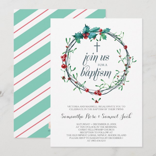 Invitation Modèle de l'invitation au baptême d'hiver (Devant / Derrière)