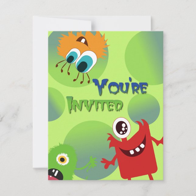 Invitation Modèle de l'invitation de Fun Monsters Birthday Pa (Devant)