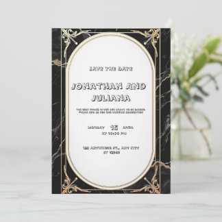 Invitation Modèle de luxe en marbre noir et blanc