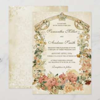Invitation Modèle de mariage aux fleurs sauvages vintage