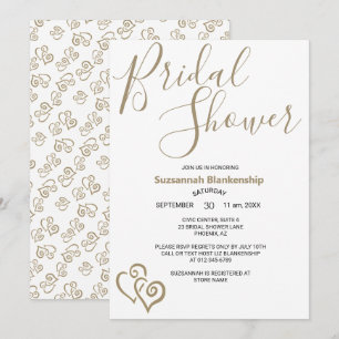 Invitation Modèle de mariage avec coeurs liés kaki
