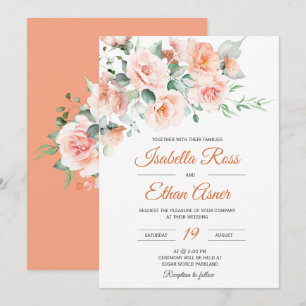 Invitation Modèle de mariage moderne pêche clair
