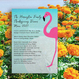 Invitation Modèle de menu de dinde de Thanksgiving flamant ro
