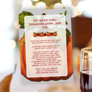 Invitation Modèle de menu de dîner de famille pour la fête de