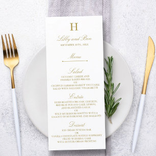 Invitation Modèle de menu élégant Gold & White Mariage
