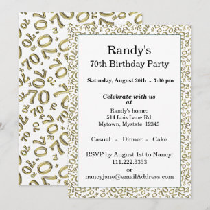 Invitation Modèle de nombre aléatoire 70 Or/Blanc 70ème