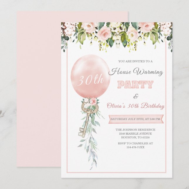 Invitation Modèle de pendaison de crémaillère et d'anniversai (Devant / Derrière)