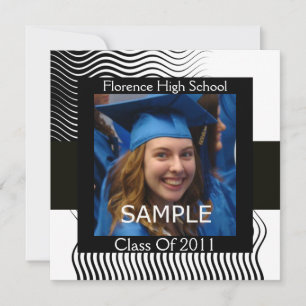 Invitation MODELE DE PHOTO AVEC VAGUES STYLÉES MONOGRAMME, no